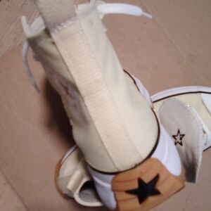 Converse Cream and Black High-Top Sneakers